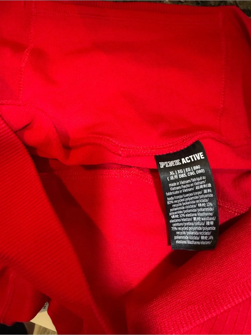 PINK Victoria's Secret Women’s  Bright Red Ribbed Leggings Workout Athleisure XL